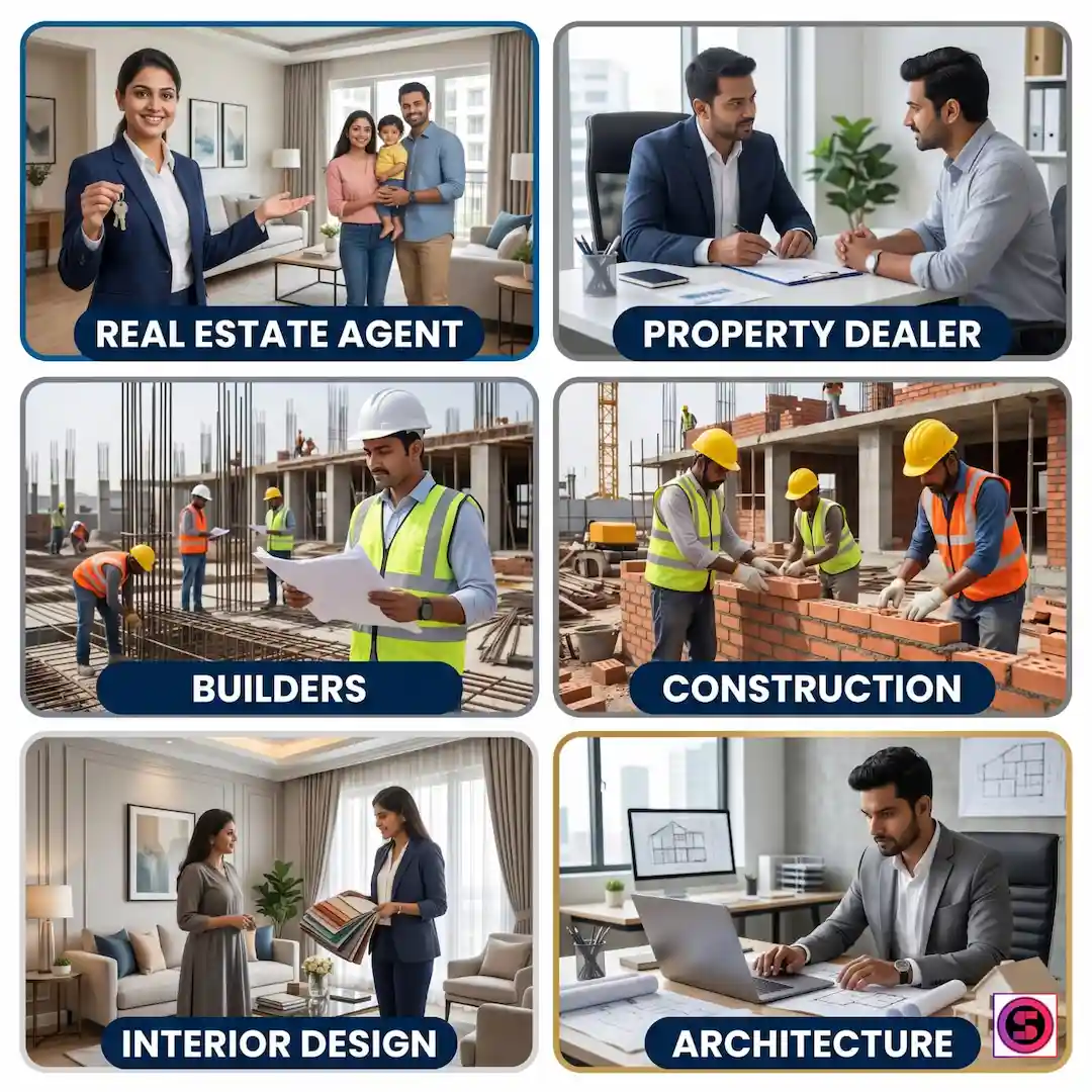 Real estate agents, builders, construction companies